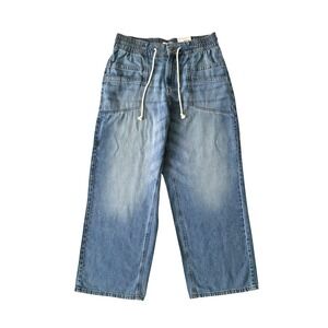 New Sonoma Jeans Womens Large Blue High Rise Wide Leg Denim Baggy Blue Nwt